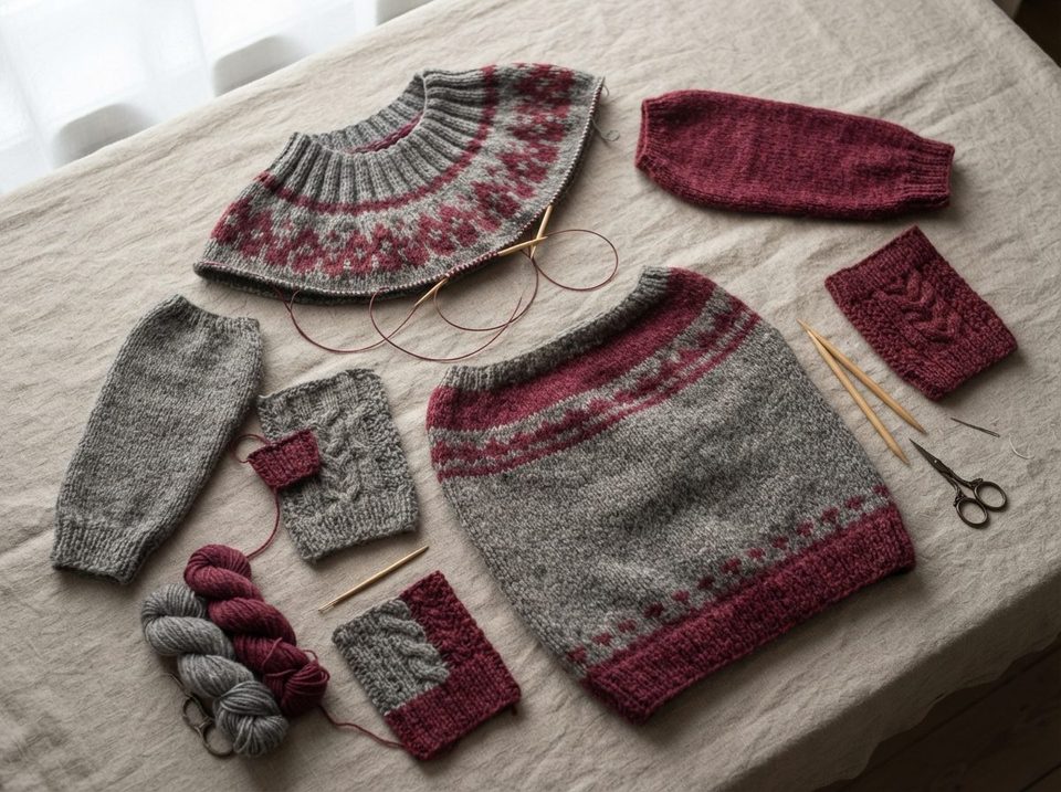 Illustrationsbillede: Sådan strikker du sweater oppefra, fase for fase